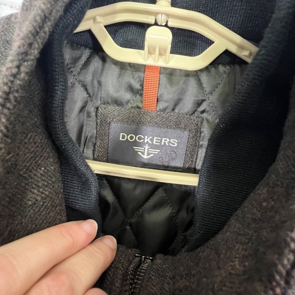 NWOT |•DOCKERS•| Brown Herringbone Military Style Wool Blend Winter Coat Size XL - Picture 12 of 16